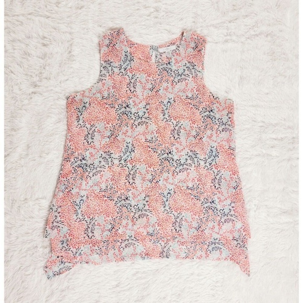 Feather Floral Print Sleeveless Tank Top‎ Blouse Women XL